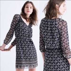Madewell Woodland Artisan Floral Dress Black Sz 0